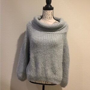 Main Strip Light Gray Cowl Neck Sweater